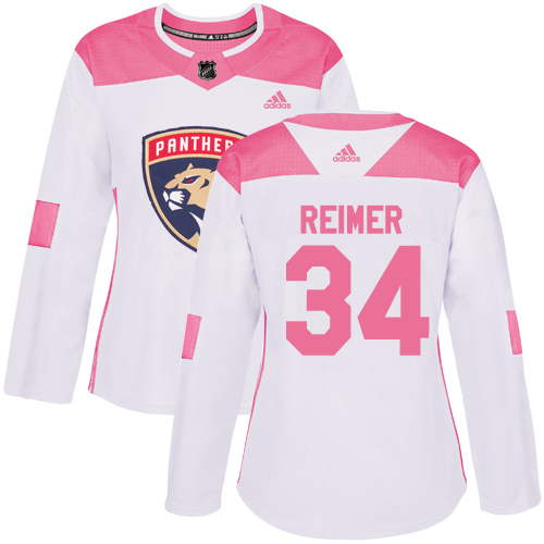 Adidas Panthers #34 James Reimer White/Pink Authentic Fashion Women's Stitched NHL Jersey
